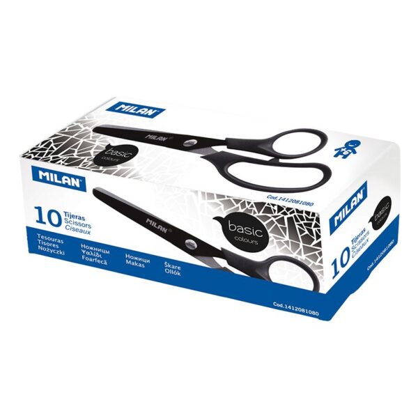 Tesoura Basic Preta Milan  Cx.10un.