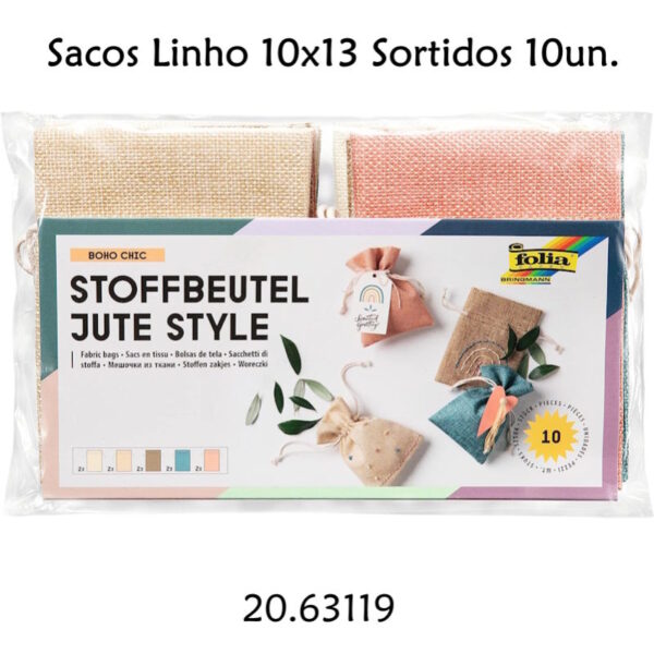 Sacos Linho 10x13cm Sortidos 10un.