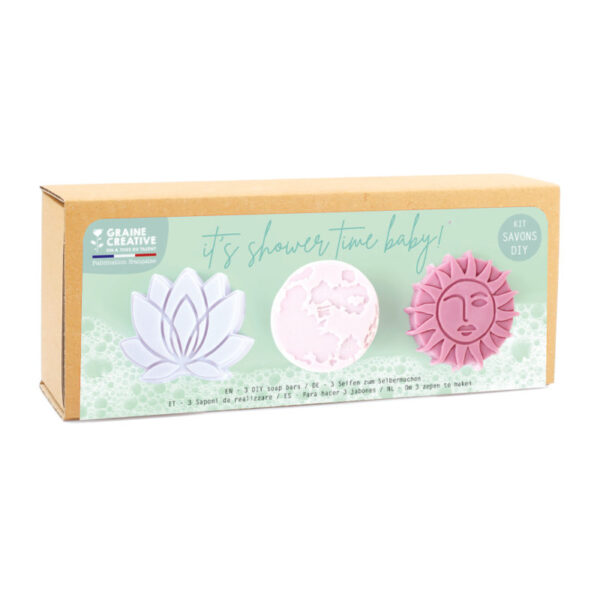 Kit 3 Moldes e 3 Sabonetes "Shower Time Calm" 50x20mm