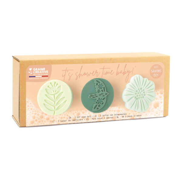 Kit 3 Moldes e 3 Sabonetes "Shower Time Nature" 50x20mm