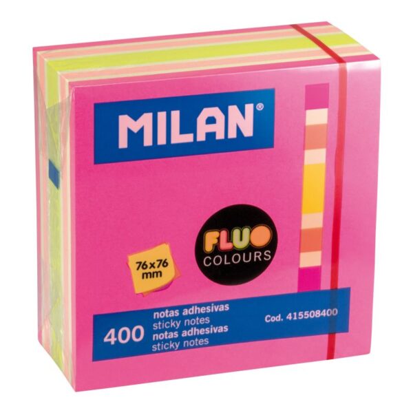 Bloco Notas Adesivo Fluo Colours Rosa 400fls - 76x76mm