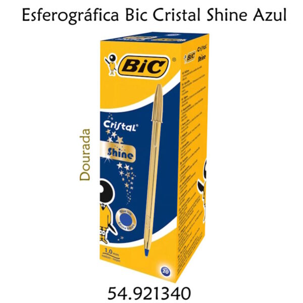 Esferográfica Bic Cristal Shine Azul Dourada cx.20un.