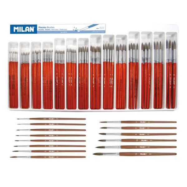 Pincéis Escolares Redondos Milan Exp.144un.