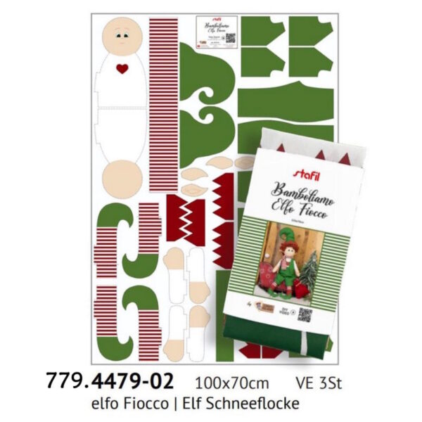 Kit Tecido Bamboliamo Elfo Fiocco 100x70cm