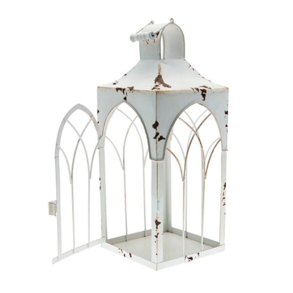 Lanterna Metal Branco 14x14x30cm