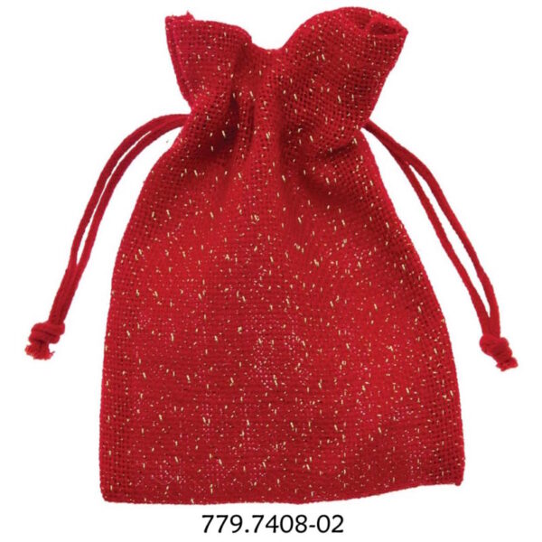 Saco de Juta Algodão Shimmer Vermelho 13x18cm
