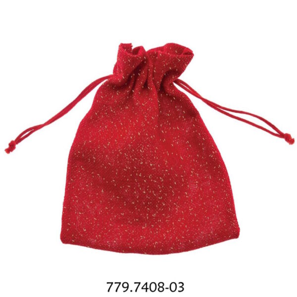 Saco de Juta Algodão Shimmer Vermelho 25x20cm