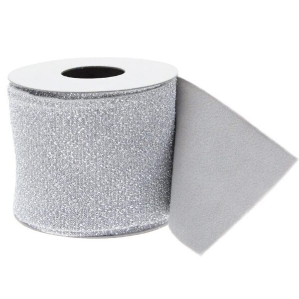 Veludo Dupla Face Glitter Silver 6x200cm