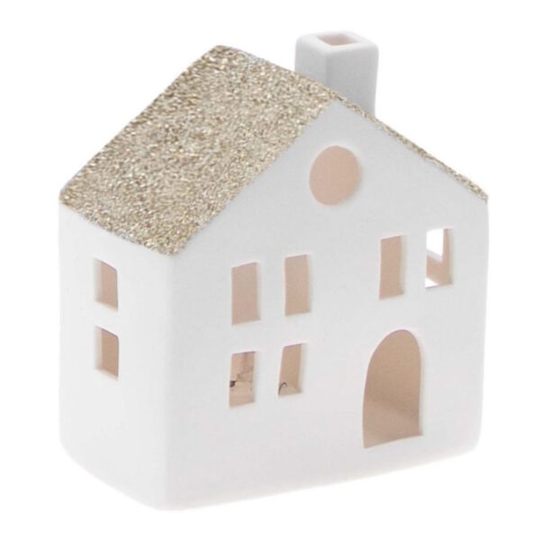 Casa c/ Led Branco/Ouro 90x85x50mm