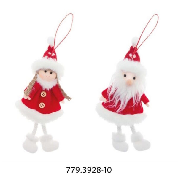 Santa Claus/Woman Red/White Pendurar 19cm - 2un.