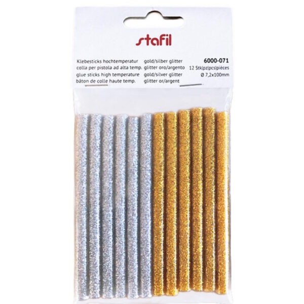 Cola Quente Glitter Ouro/Prata 7.2x100mm - Pack 12un.