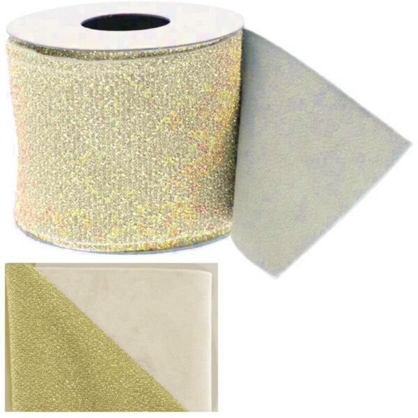 Veludo Dupla Face Glitter Gold 6x200cm