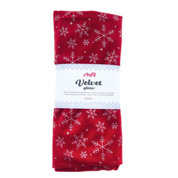 Veludo Snow Glitter Red 50x68cm
