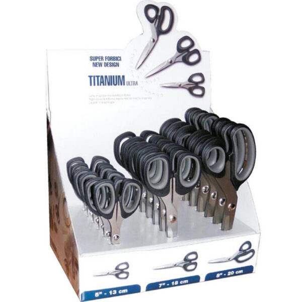 Tesouras Titanium Coated Exp. 18 un.- 6x13cm-6x18cm-6x20cm