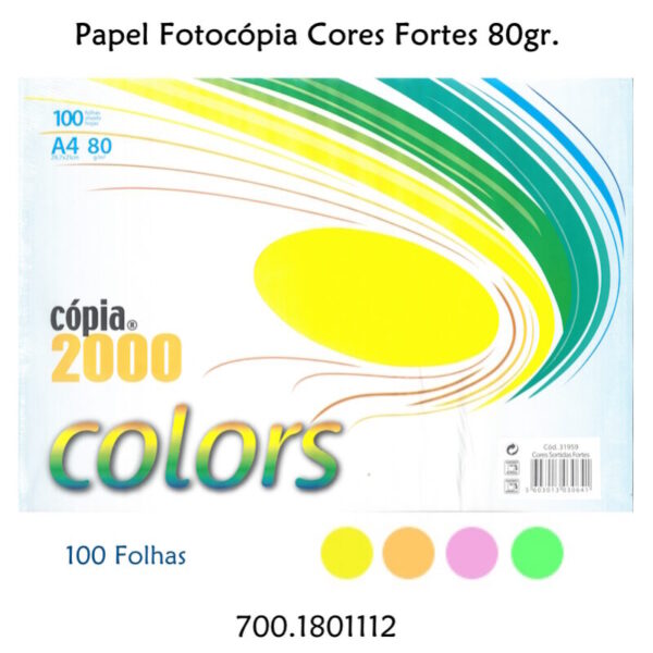Papel Fotocópia Cores Fortes A4 80gr. - 100fls.
