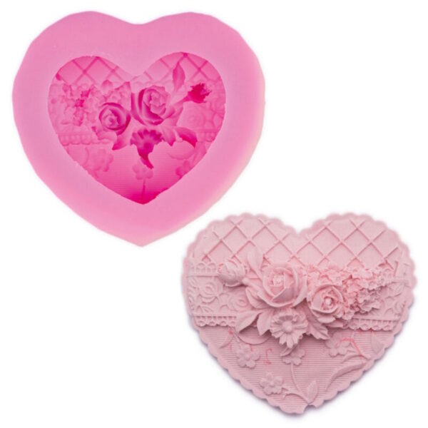 Molde Silicone Decorated Heart