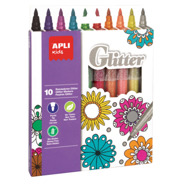 Marcadores Glitter Apli 10un.
