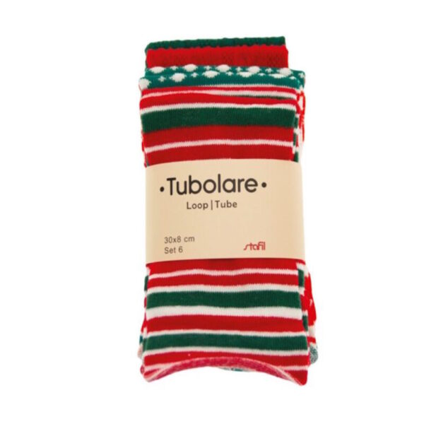 Cotton Tube Red/ Dark Green/White 30cm - 6un.