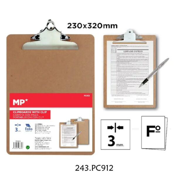 Porta Documentos Madeira c/Pinça