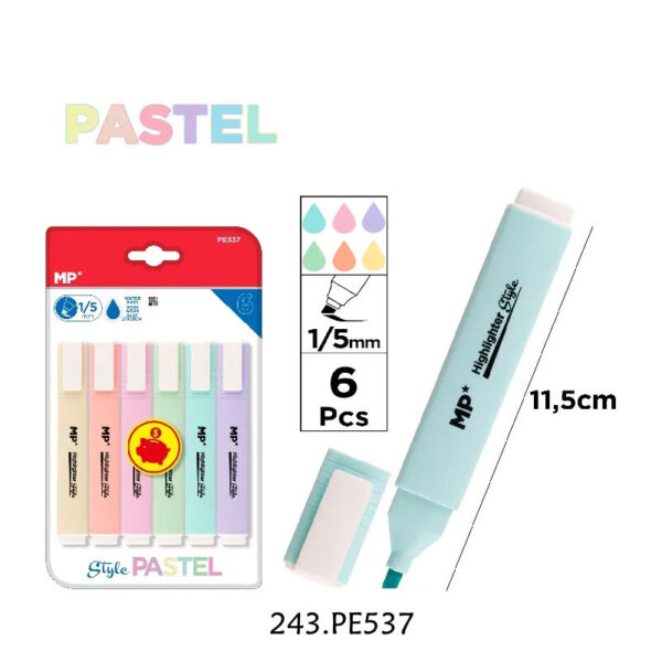 Marcador Pastel cx.6un.