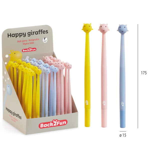 Esferográficas Jirafa B2F  Ø15x175mm - Exp.36un.