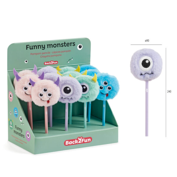 Lápis Pompon Monster B2F 240mm - Exp.12un.