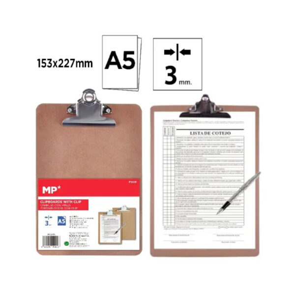 Porta Documentos Madeira c/Pinça  A5