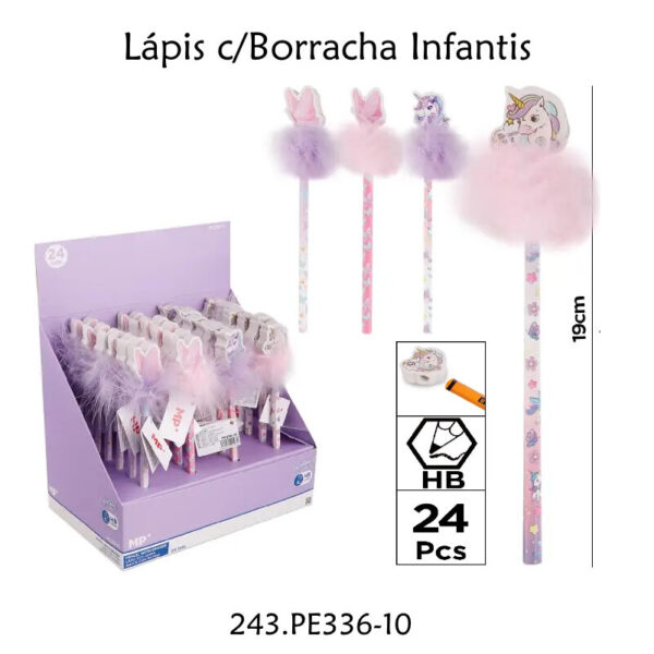 Expositor Lápis c/ Borracha Infantis 24un.