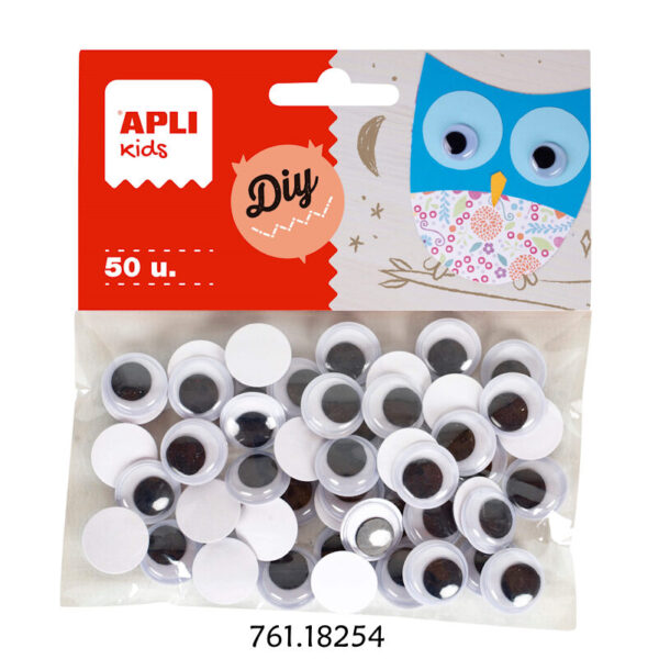 Olhos Moveis Redondos Aderentes 15mm - 50un.