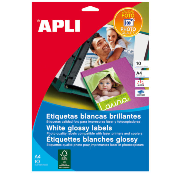 Papel Fotográfico Apli Adesivo Glossy A4 10fls.