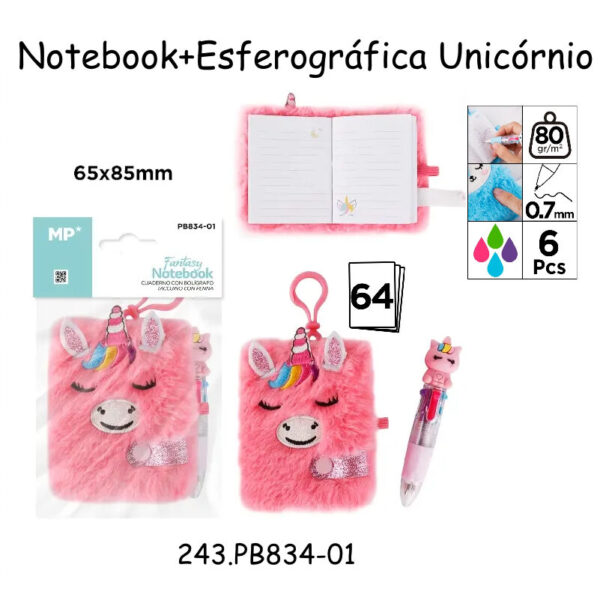 Notebook c/Esferográfica Unicórnio