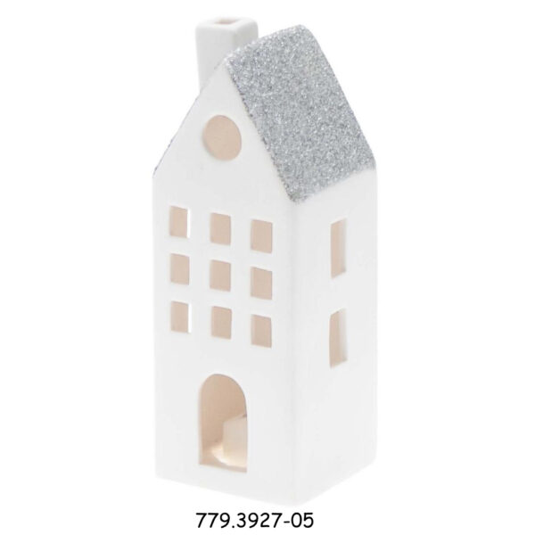 Casa c/ Led Branco/Prata 130x50x50mm