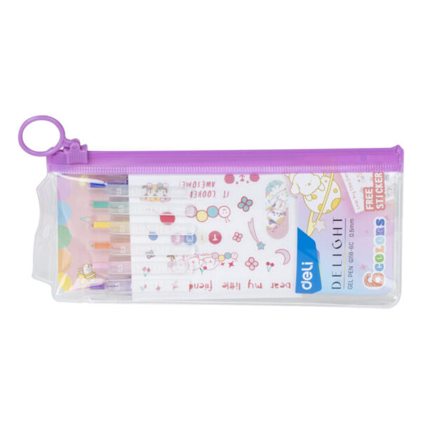 Estojo Deli c/ 6 Esferográficas Gel 0.5mm