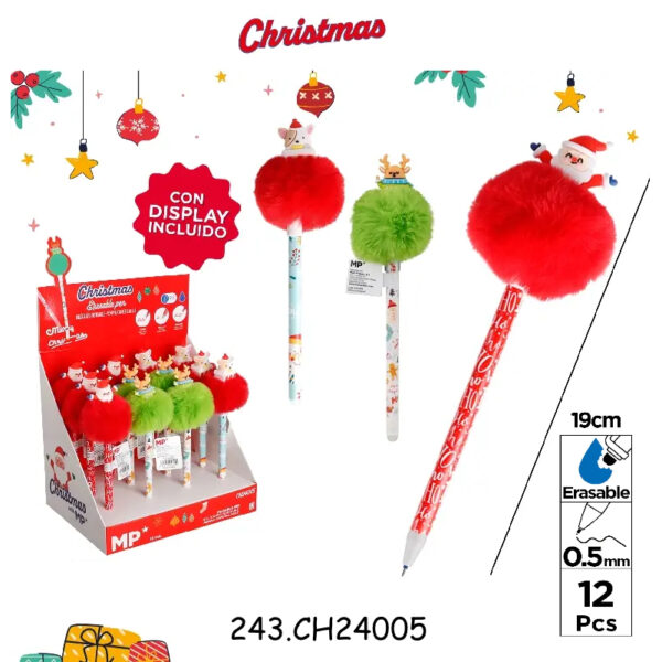 Expositor Esferográficas Pompons Natal - 12un.