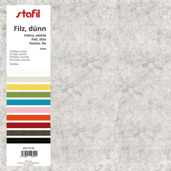 Feltro 10 Cores 1mm - 30x40cm