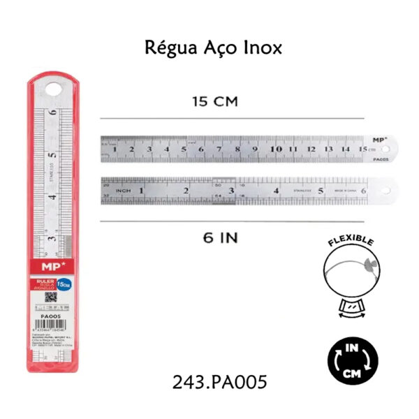 Régua Metálica Inox 15cm/6inch