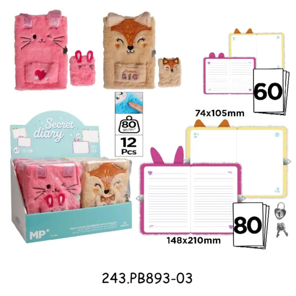 Caderno A5 c/Diário A7 Peluche