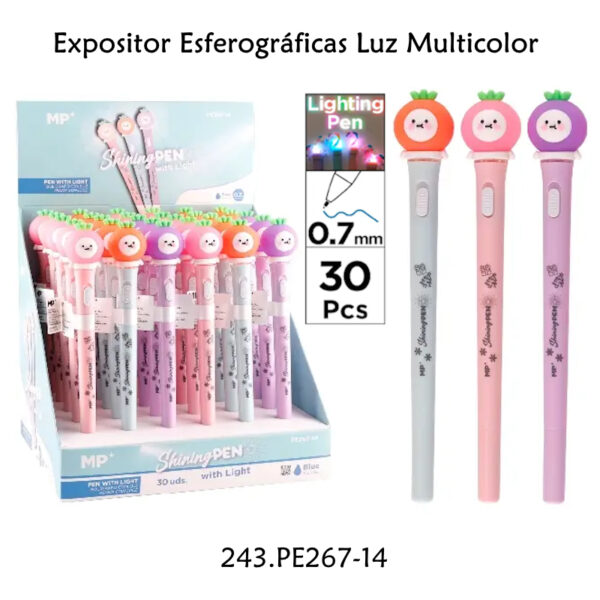 Expositor Esferográficas Multicolor c/Luz 36un.