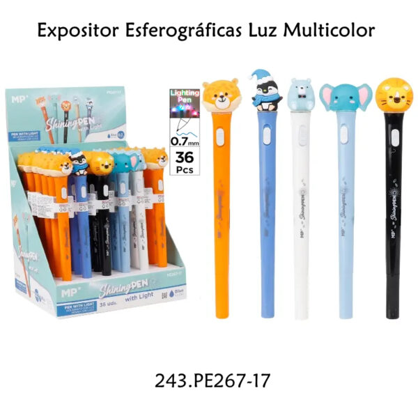 Expositor Esferográficas Multicolor c/Luz 36un.