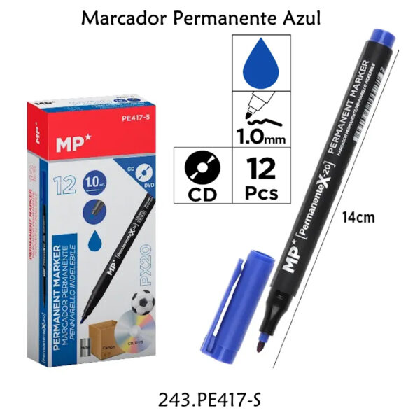 Marcador CD Ponta Media Azul Cx.12un.