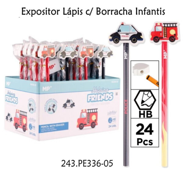 Expositor Lápis c/ Borracha Infantis 24un.