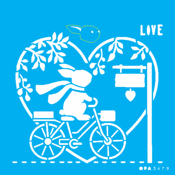 Stencil Opa 14x14 Coelho Bicicleta