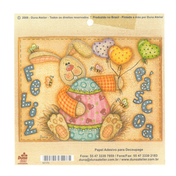 Papel Decoupage Adesivo Feliz Páscoa 120x90mm