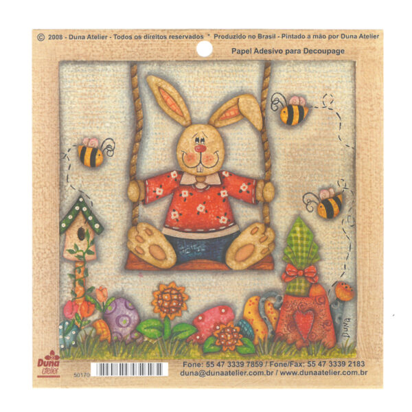 Papel Decoupage Adesivo Coelho 110x1120mm