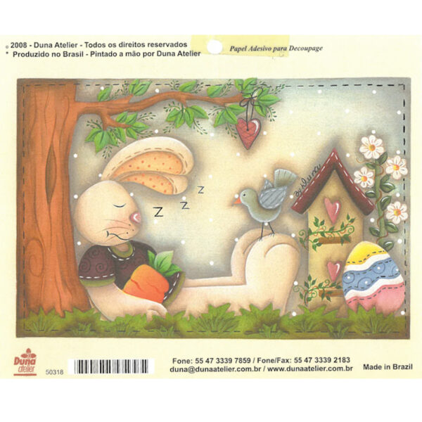 Papel Decoupage Adesivo Coelho a Dormir 130x85mm
