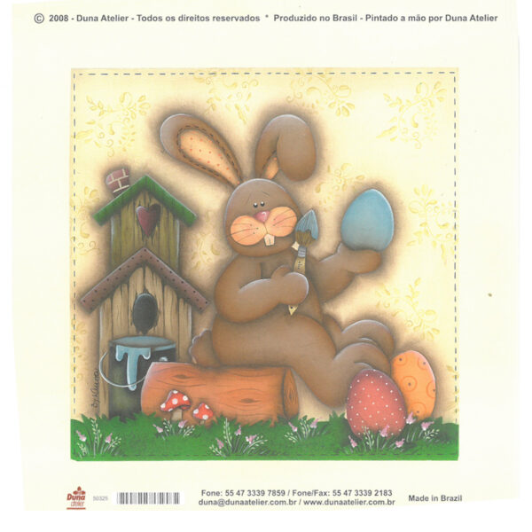 Papel Decoupage Coelho Ovos 150x150mm