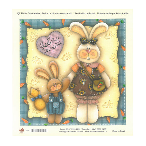 Papel Decoupage Coelhos 175x175mm