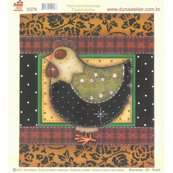 Papel Decoupage Galinha Preta 180x205mm