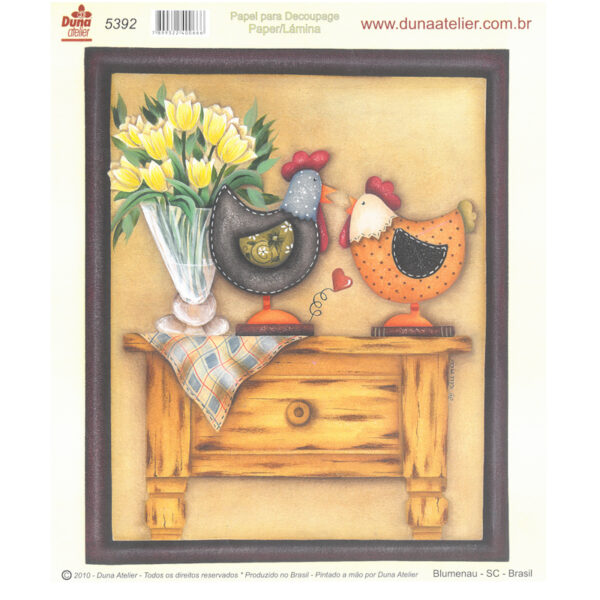Papel Decoupage Galo Galinha 175x210mm