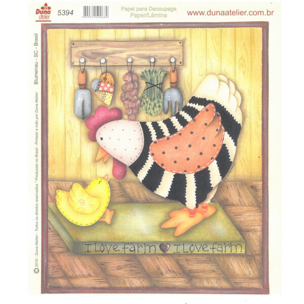 Papel Decoupage Galinha Pinto 185x220mm